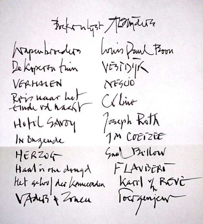 Leeslijst-van-A.L.-Snijders-handschrift-Nick-Muller-HP-De-Tijd