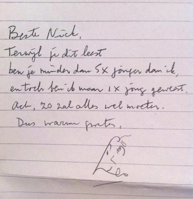 Leo Vroman handgeschreven gedicht