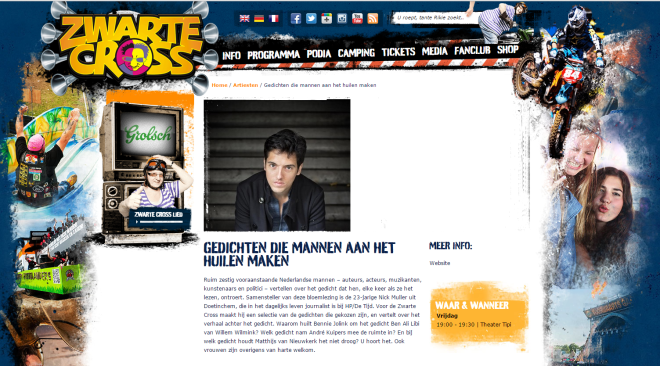 Nick Muller Zwarte Cross Doetinchem Gedichten die mannen aan het huilen maken Prometheus uitgeverij bundel journalist HP De Tijd